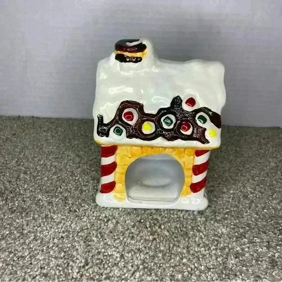 Vintage JSNY Holiday Village HandPainted "Candy Gingerbread House" Candle Holder - Picture 4 of 8